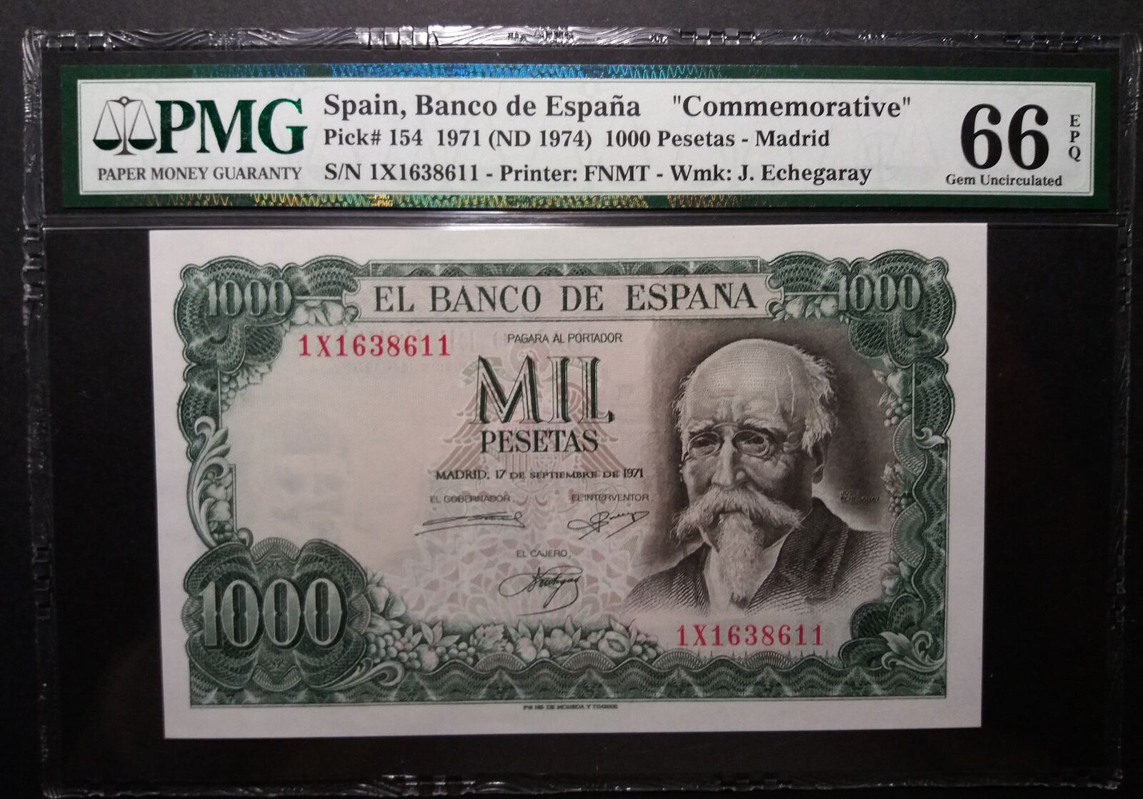 SPAIN 1000 PESETAS 1971 BANCO DE ESPA PMG 66 EPQ | MA-Shops