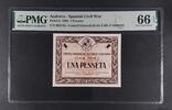 ANDORRA 1 PESSETA 1936 SPANISH CIVIL WAR (BROWN). PMG 66 EPQ