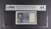 ITALY 10 LIRE REGNO D'ITALIA BIGLIETTO DI STATO. Grassi - Porena - Cossu. -