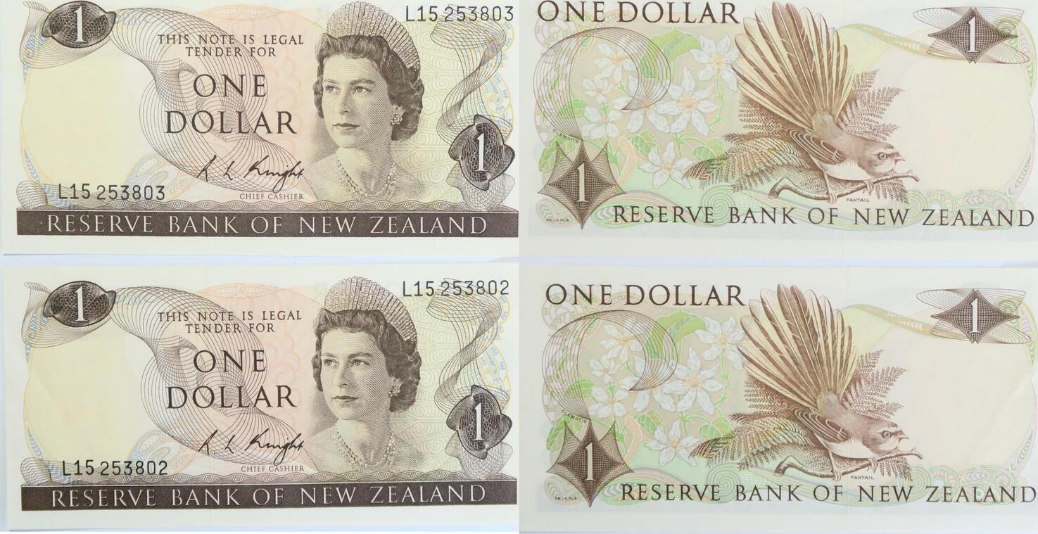 New Zealand 1 Dollar 197577 Unterschrift R. L. Knight. aUNC