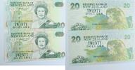New Zealand 20 Dollars 1997 Ungeschnittene Banknoten, umgekehrtes blaues Serienpaar unz