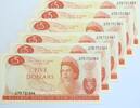 New Zealand 5 Dollars 1977-81 6 fortlaufend nummerierte Banknoten gEF-aUNC