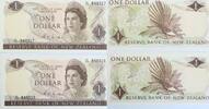 New Zealand 1 Dollar 1968-1975 Unterschrift: D.L.Wilks, Fortlaufendes nummeriertes Banknotenpaar aUNC-Unc