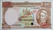 New Zealand 10 Shillings 1956-67 Rare Specimen overprint. unz