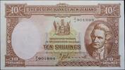 New Zealand 10 Shillings 1940-55 T.P.Hanna signature gEF-aUNC