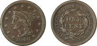 United States 1848 Braided hair cent VF-30