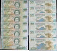 New Zealand 20 Dollars 1992-94 Signature D. T. Brash, 6 fortlaufend nummerierte Banknoten unz