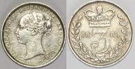 Great Britain Threepence Victoria Young Kopfprägung -