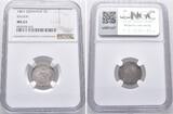 Baden Durlach 3 Kreuzer 1867. Friedrich I. 1852-1907. Prachtexemplar. Stempelglanz / NGC MS 65