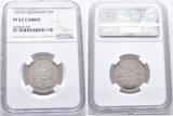 Bundesrepublik Deutschland 2 Mark 1951 D. Trauben und Ähren. Sehr selten in dieser Erhaltung. Polierte Platte, min. berührt / NGC PF 62 CAMEO