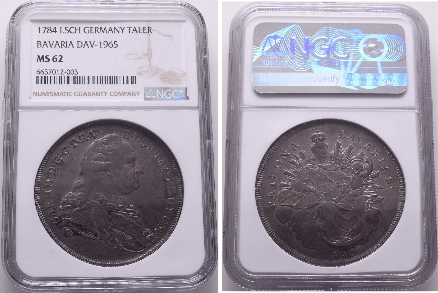 Bayern Konv.Taler 1784 I.SCH. Karl Theodor 17771799. Madonnentaler