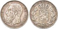 Belgien 5 Francs Leopold II. 1865-1909. -