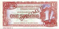 British Armed Forces 1 Shilling Operation Vista - Specimen - No3 - RRR -