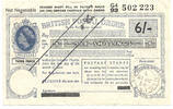 British Postal Order 6 Shillings Queen Elizabeth II -