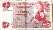 Mauritius 10 Rupees Queen Elizabeth II - De la Rue -