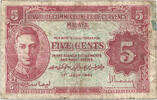 Malaya 5 Cents King George VI - De La Rue -