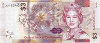 Bahama's 3 Dollars Queen Elizabeth II -
