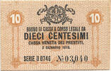 Italy 10 Centesimi Cassa Veneta dei Prestiti - Military -