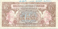 British Armed Forces 6 Pence 1st Series - 'Bcof money' in ink -