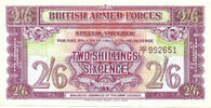 British Armed Forces 2/6 Shillings 2nd Series - Watermarked paper - Dark red serial -