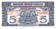British Armed Forces 5 Shillings / Crown 2nd Series - Watermarked paper - Cancelled 2 punch holes -