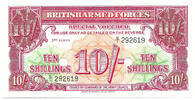 British Armed Forces 10 Shillings 3rd series - Suez Canal Crisis - Cancelled 2 Punch Holes -