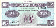 British Armed Forces 10 Shillings 4th Series - WITHOUT Punch Holes - Rare -