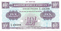 British Armed Forces 10 Shillings 4th Series - Cancelled 2 Punch Holes -