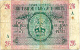British Military Authority 2/6 Shillings / Half Crown Block A = Tripolitania -