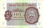 British Military Authority 5 Shillings / Crown Block A = Tripolitania -