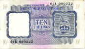 British Military Authority 10 Shillings Block A = Tripolitania -