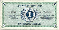 Belgium 1 Franc Armée Belge / MILITARY OCCUPATION OF GERMANY -