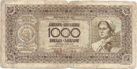 1000 Dinara 1946 Yugoslavia Waterfall at Jajce (Bosnia) VF-