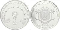 Elfenbeinküste 1000 Francs Silber Fußball-WM 2014 in Brasilien -