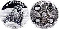 5 x 1500 Francs CFA 2017 United African Countries Benin, Elfenbeinküste, Rep.Kongo, Mali, Niger,  3 Unzen Feinsilber PP Prooflike in Kapsel, Zert...