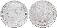 Spanien 1 Peseta Silber 1876 Alfonso XII. 1874-1885 schön-sehr schön 11,00 EUR  zzgl. 5,00 EUR Versand