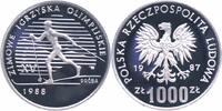 Polen 1000 Zlotych Silberprobe Olympische Winterspiele 1988, Langläufer