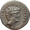 Roman Republic Denarius 40 BC Marc Antony & Octavian. Ephesus. EF . Excellent portraits, high grade 