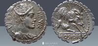Roman Republic  C. Hosidius C.f. Geta.64 BC. AR Serrate Denarius, Rome mint.**a FDC** very sharp