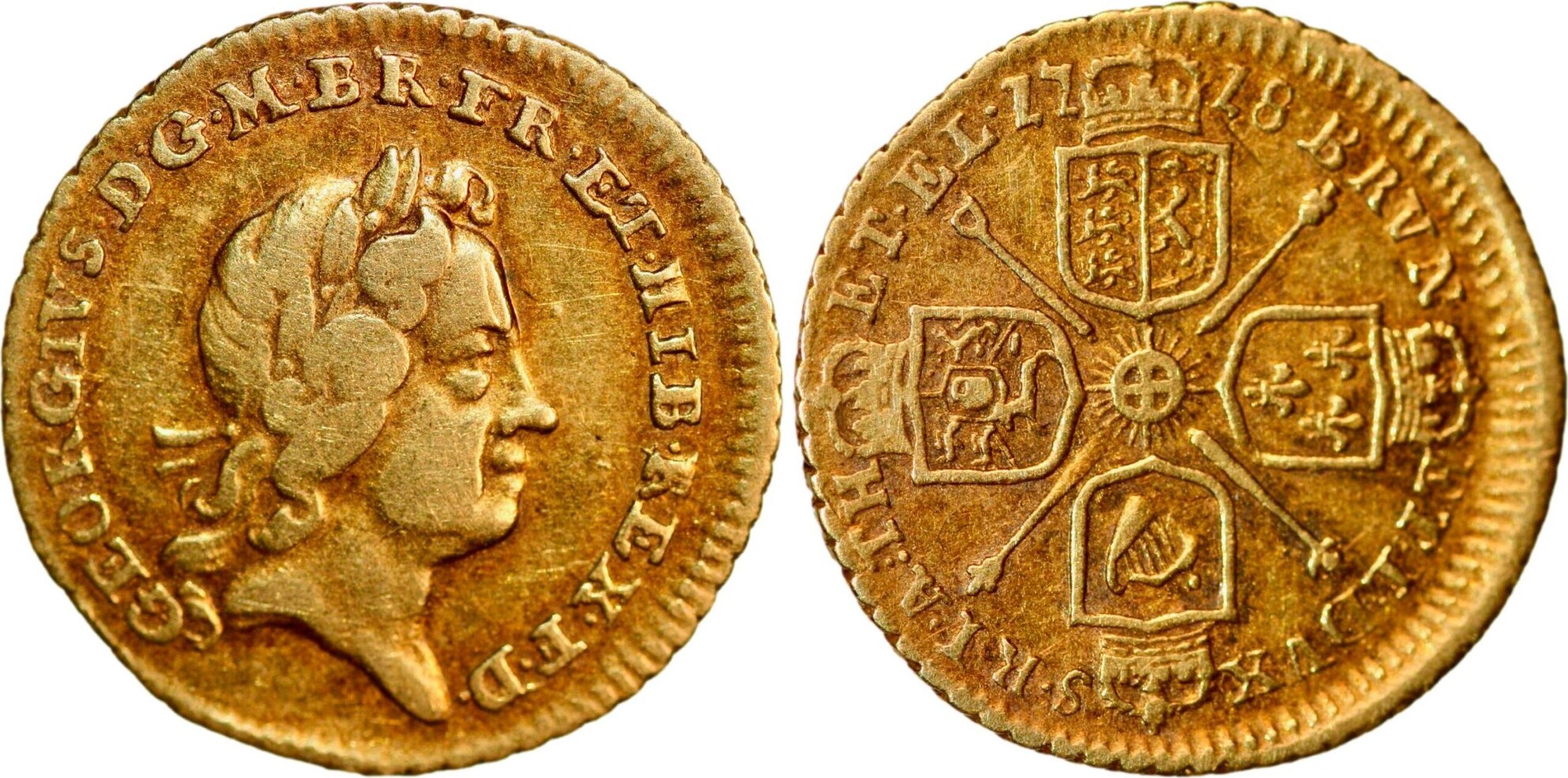 1718 Great Britain, 1/4 guinea (gold!)