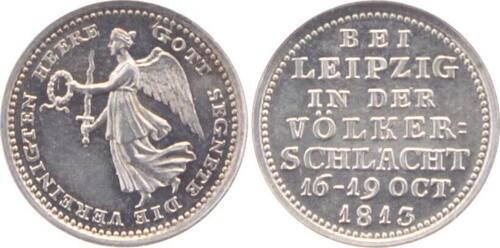 Brandenburg-Preussen Miniatur-Medaille (v. Loos), sogen. Siegespfennig 1813 Friedrich Wilhelm III. 1