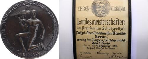 Brandenburg-Preussen Bronze-Gussmedaille 23.9.1923 Republik 1918-1947. vorzüglich