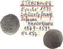 Straßburg-Bistum Schüssel-Pfennig 1 Johann Graf von Manderscheid 1569-1592. -