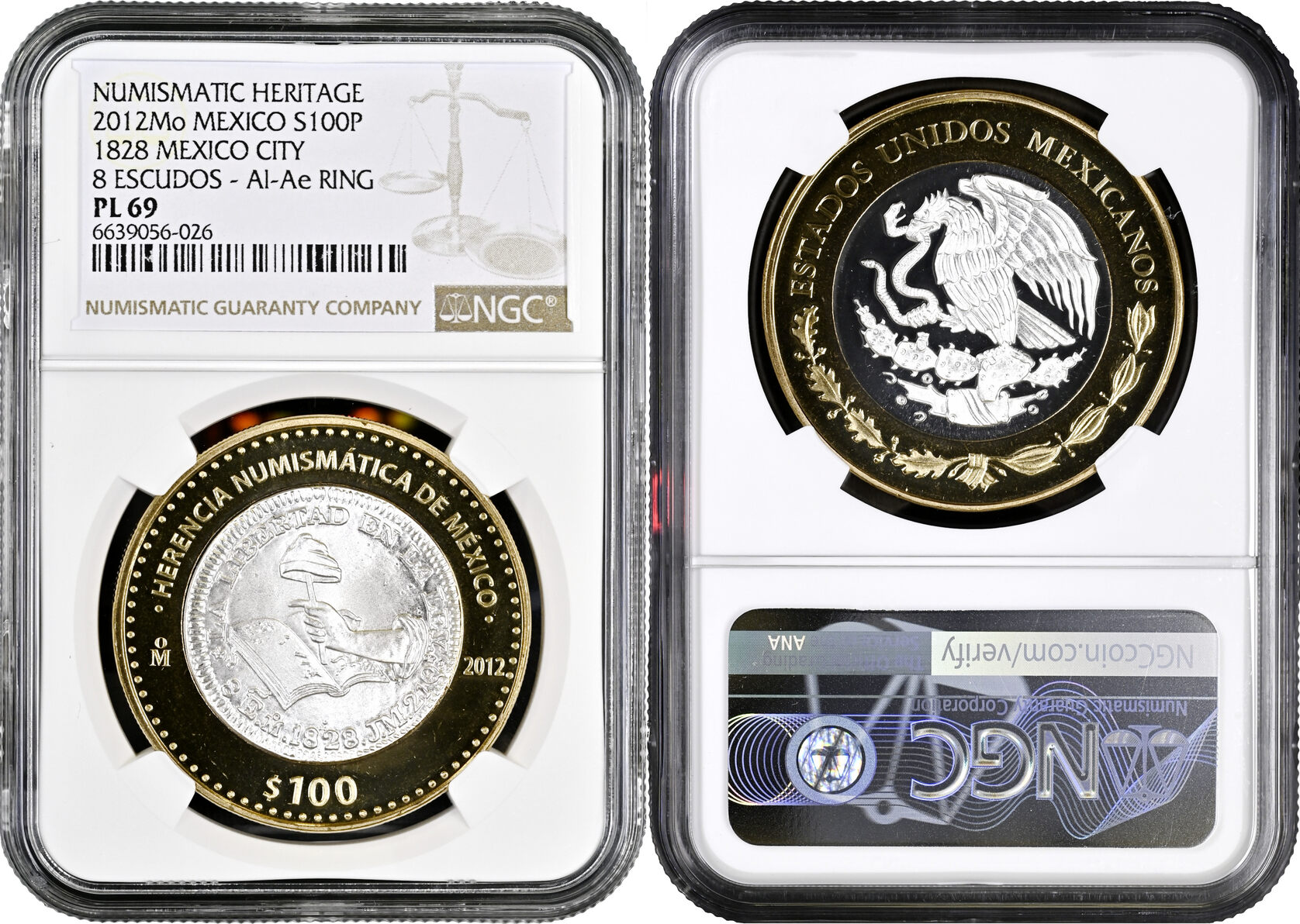 100 pesos Mexico 2012 Mo, NGC PL69, Numismatic Heritage - 8 Escudos ...