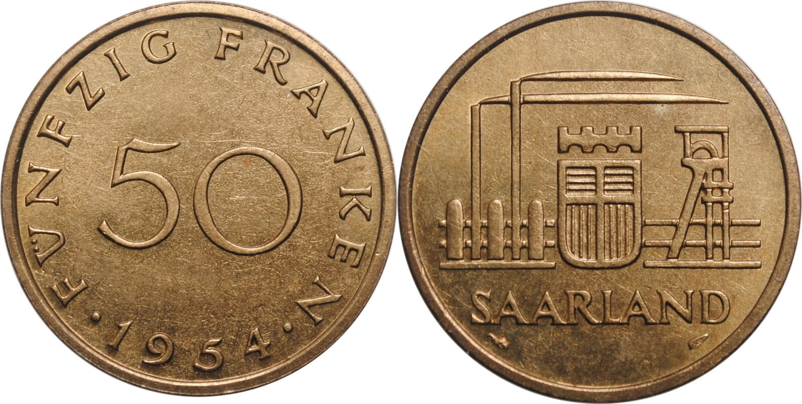 50 Francs Saar 1954, BU, Saar Protectorate (1947 - 1956) | MA-Shops