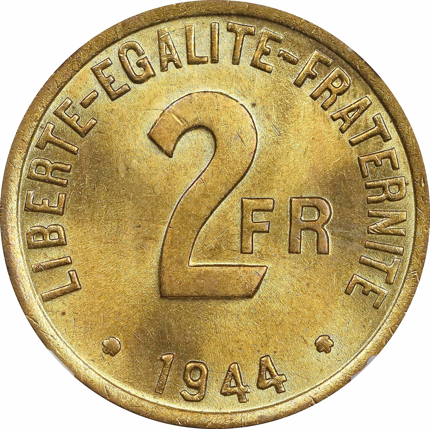 2 Francs 1944 France 1944, Ngc Ms65, Fourth Republic (1944 - 1959) Top 