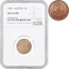 1 kreuzer Austria 1881, NGC MS64 RB, Emperor Franz Joseph I (1848 - 1916) -
