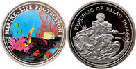 5 dollars Palau 1994, PROOF, Marine Life Protection Box/COA -
