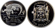 10 dollars Jamaica 1981, PROOF, Crocodile -