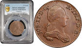 2 liards Austrian Netherlands 1787, PCGS MS62 BN, Joseph II (1765-1790) Top Pop -